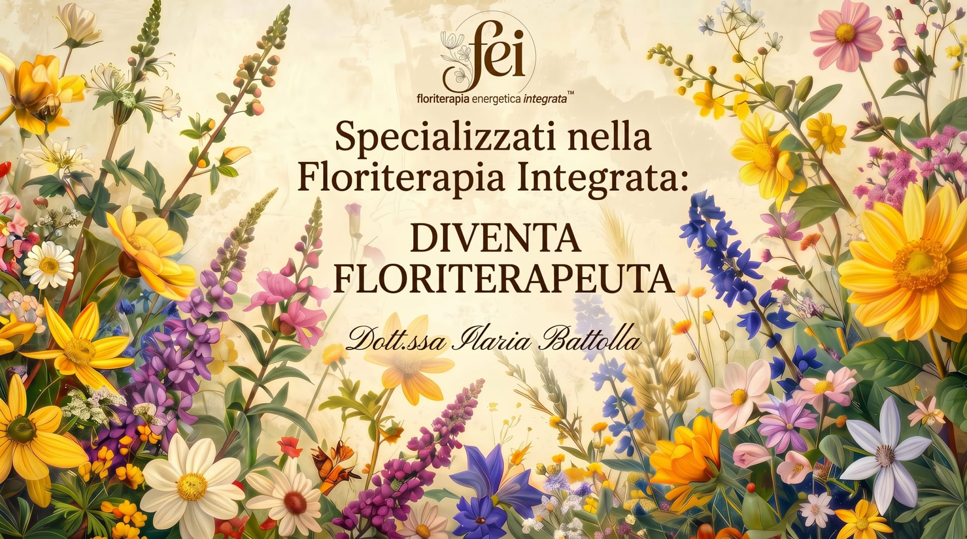 Fiori colorati con testo informativo