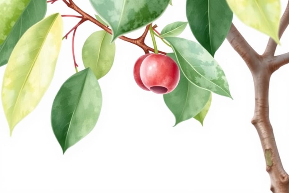 Illustrazione botanica ad acquerello di Cherry Plum (Prunus cerasifera)