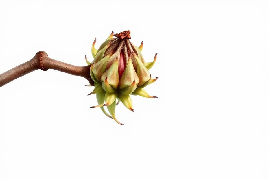 Illustrazione botanica ad acquerello di Chestnut Bud (gemme di Aesculus hippocastanum)