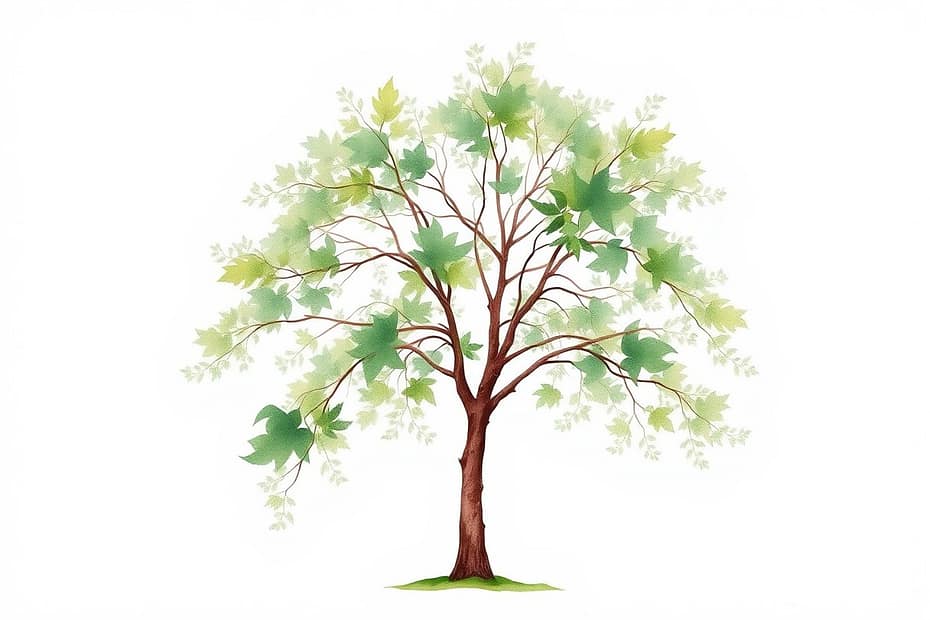 Illustrazione botanica ad acquerello di Hornbeam (Carpinus betulus)