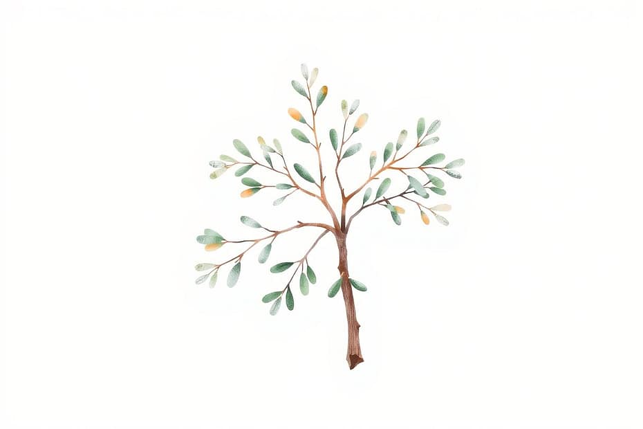 Illustrazione botanica ad acquerello di Oak (Quercus robur)
