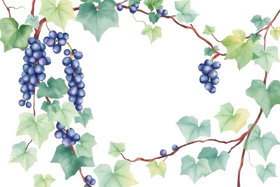Illustrazione botanica ad acquerello di Vine (Vitis vinifera)